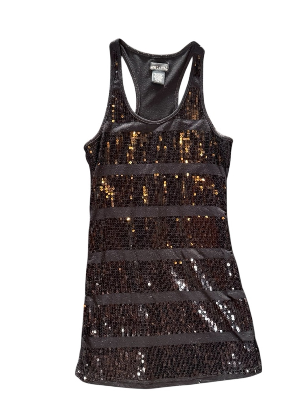 Wet Seal Y2K Black Sequin Racerback Tank Top
